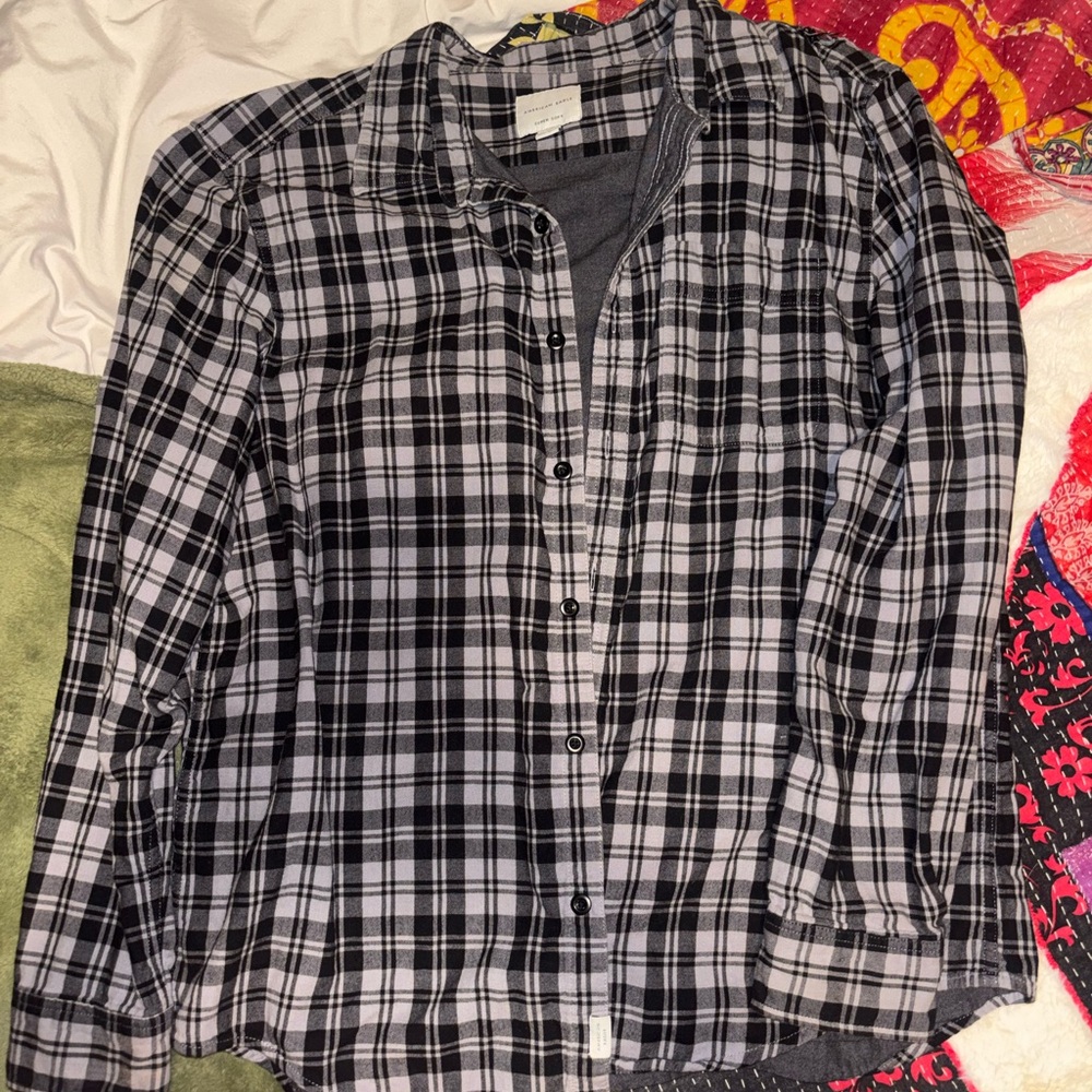 American Eagle Outfitters Black and White Checkered Shirt